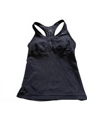 NIKE DRY FIT Womens SZ S Black Long racer back sports bra tank. Built in padding